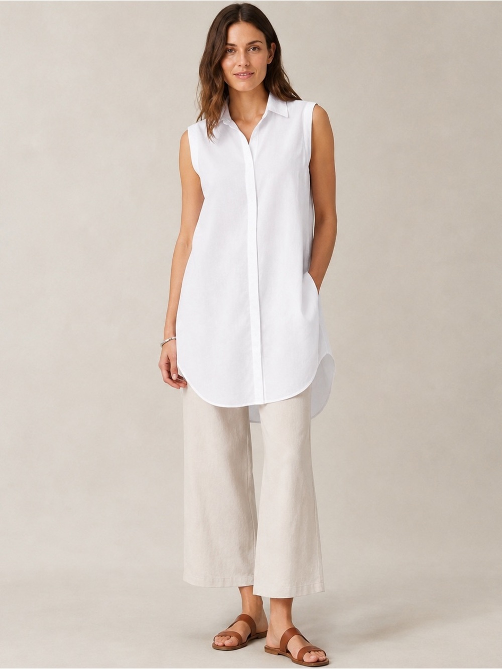 Fisher Project Eileen Fisher Organic Cotton Poplin Shirt Dress Tunic M